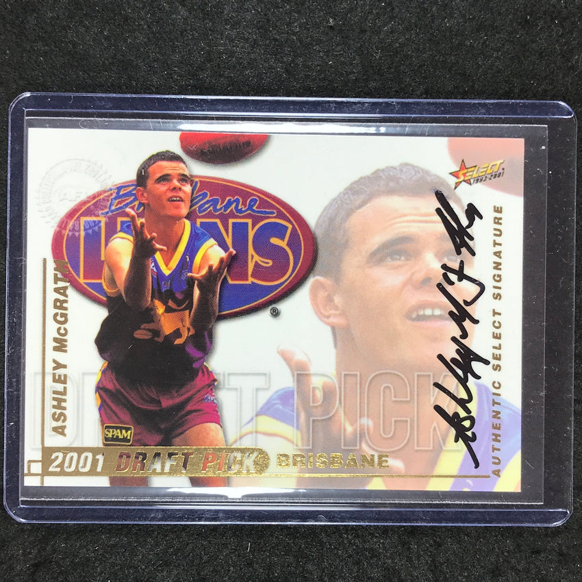 2001 Select AFL Authentic ASHLEY MCGRATH Draft Pick Signature /770
