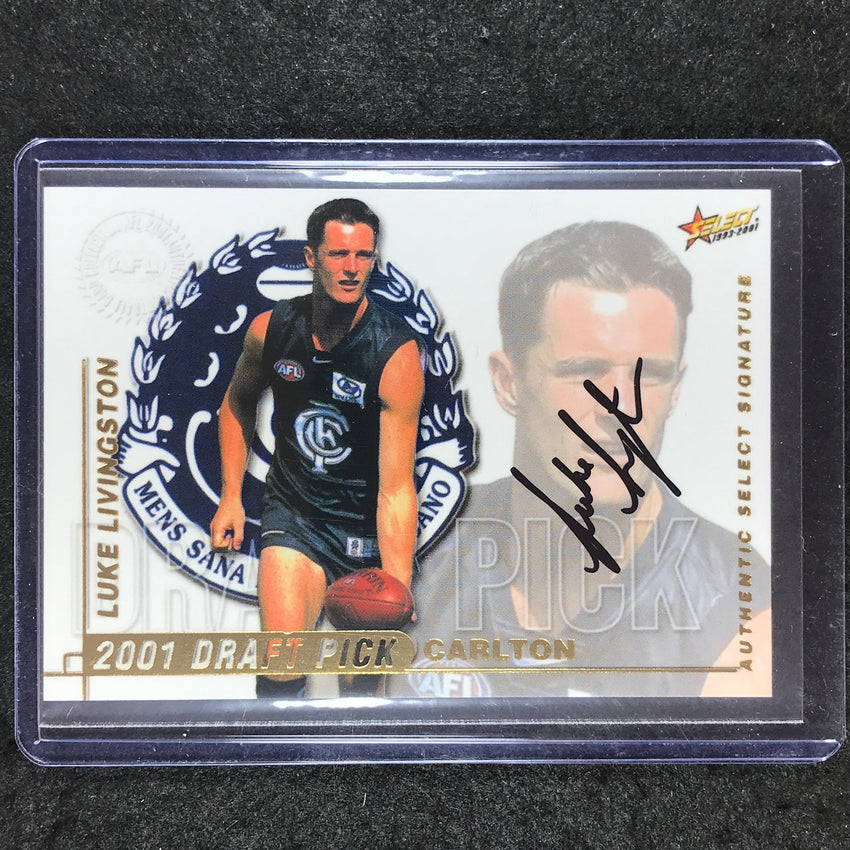 2001 Select AFL Authentic LUKE LIVINGSTON Draft Pick Signature /770