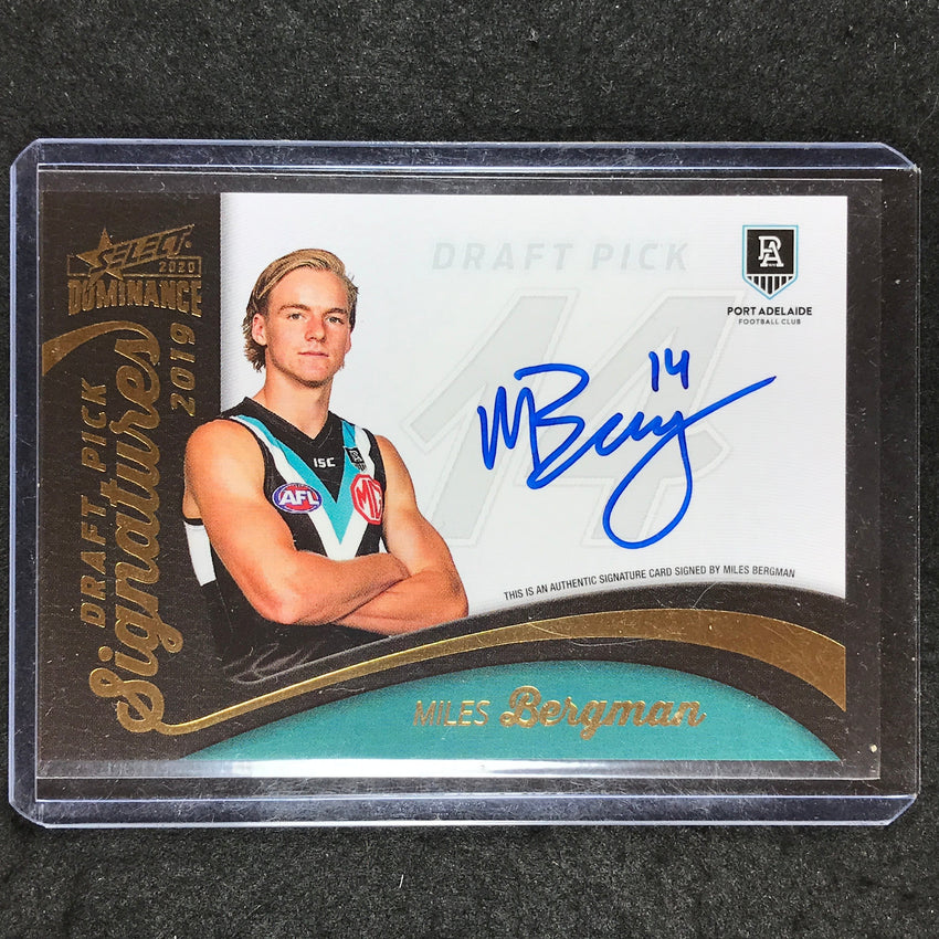 2020 Select AFL Dominance MILES BERGMAN Draft Pick Signature 55/175