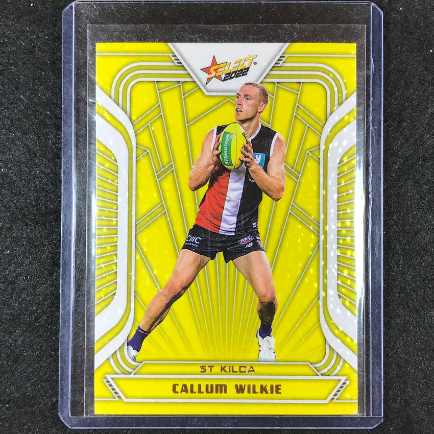 2022 Select AFL Footy Stars CALLUM WILKIE Fractured Acid Yellow 45/145