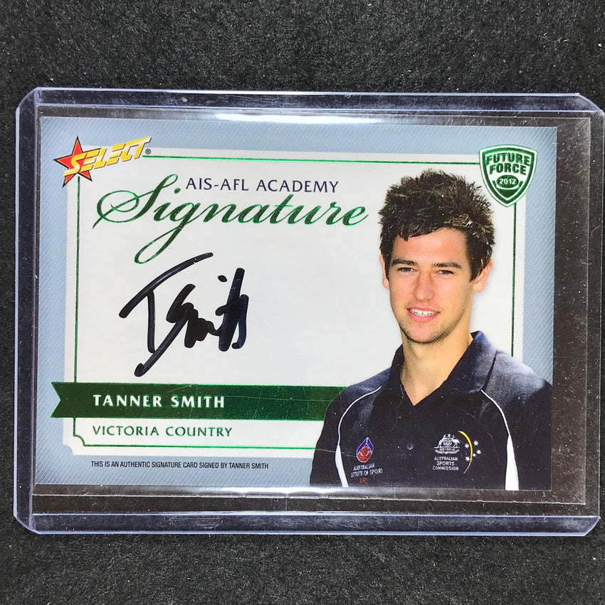 2012 Select AFL Future Force TANNER SMITH AIS-AFL Academy Signature Green 21/150