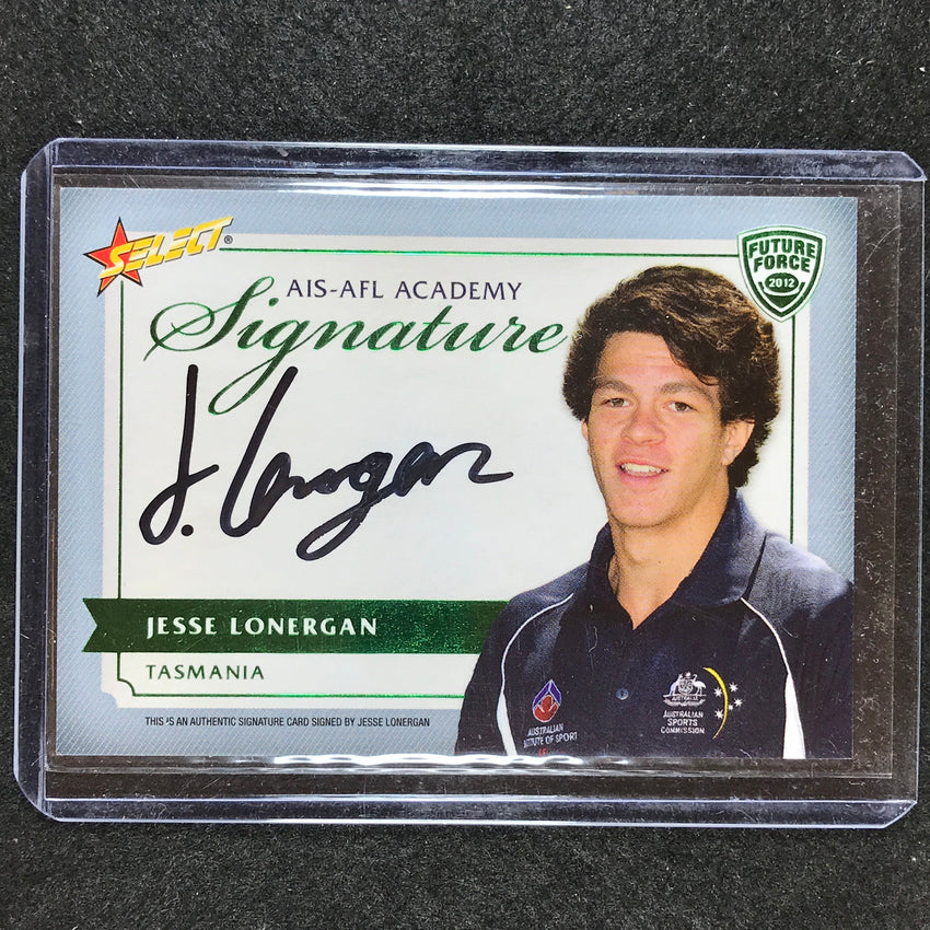 2012 Select AFL Future Force JESSE LONERGAN Academy Signature Green 32/150