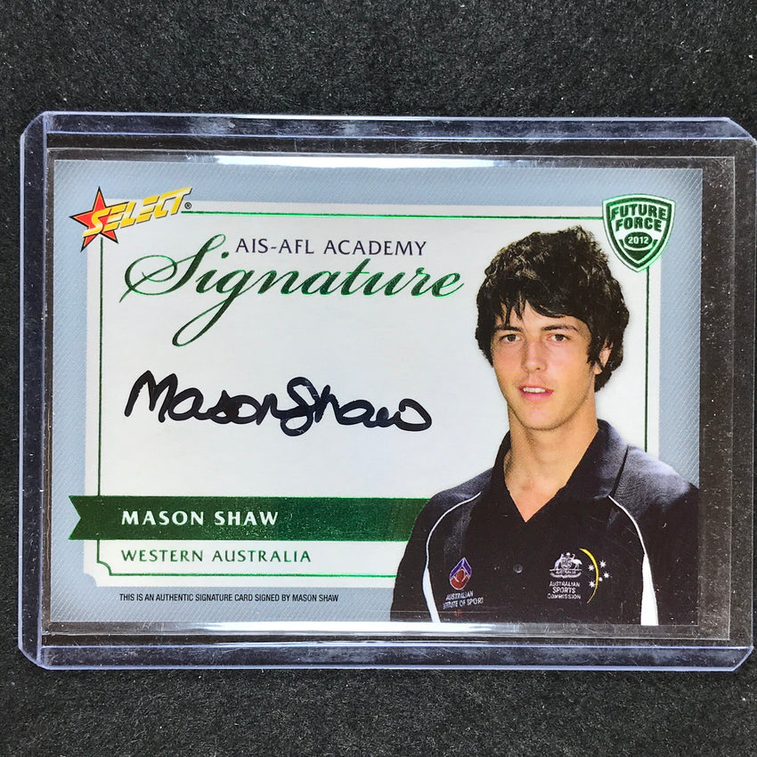 2012 Select AFL Future Force MASON SHAW AIS-AFL Academy Signature Green 102/150