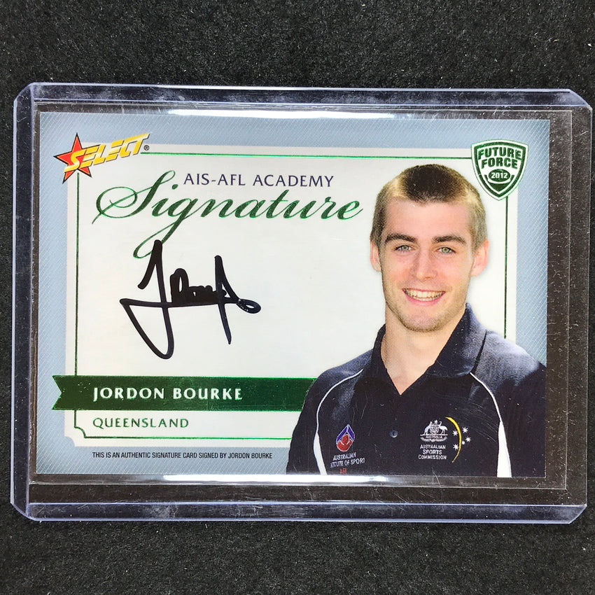 2012 Select AFL Future Force JORDON BOURKE Academy Signature Green 56/150