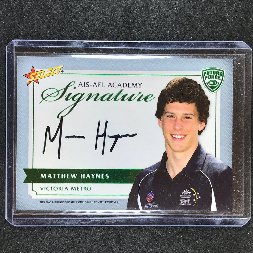 2012 Select AFL Future Force MATTHEW HAYNES Academy Signature Green 60/150