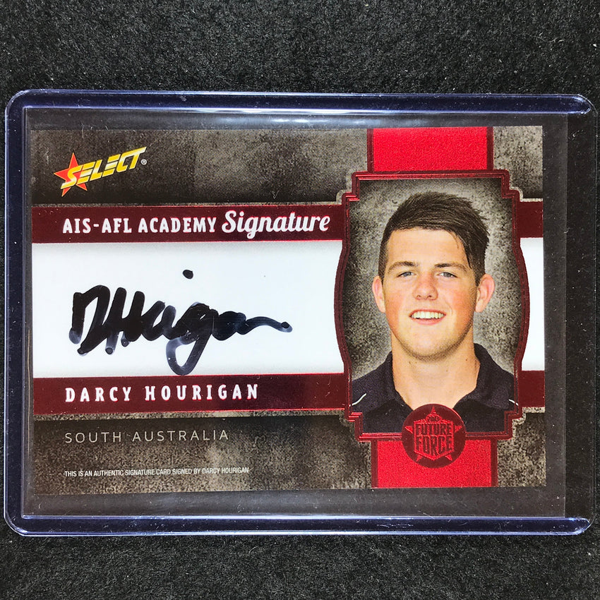 2013 Select AFL Future Force DARCY HOURIGAN AIS-AFL Academy Signature Red 82/200