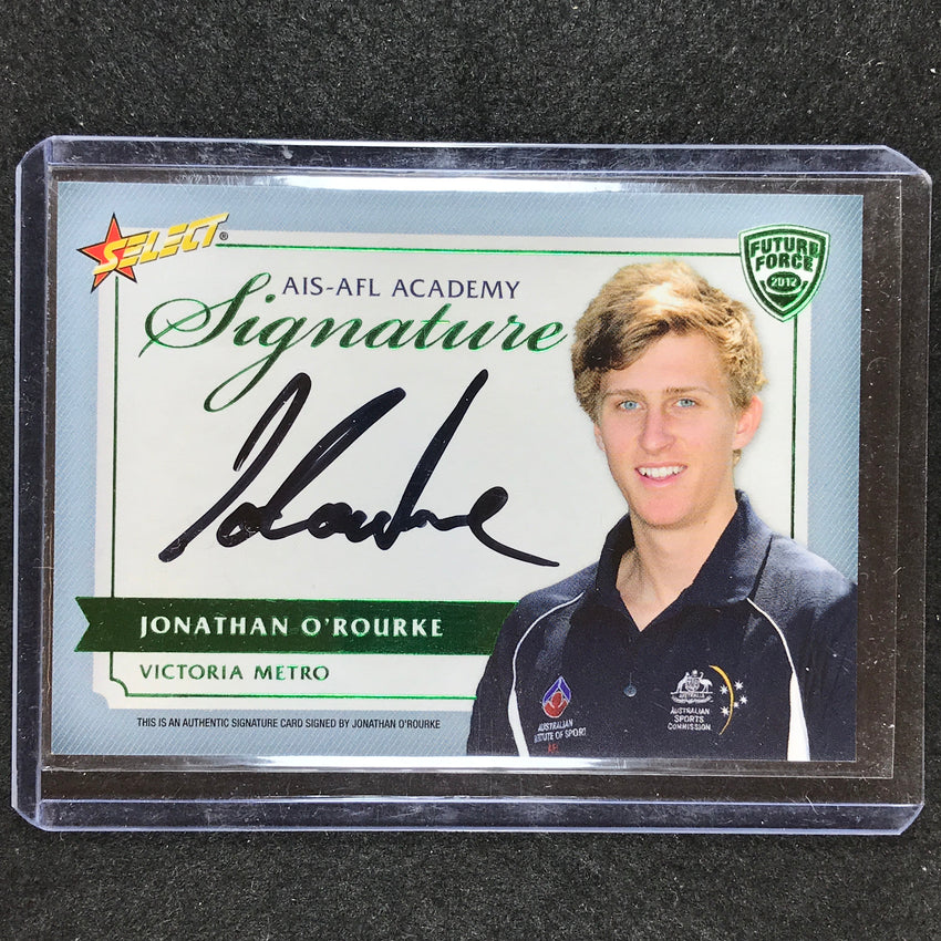 2012 Select AFL Future Force JONATHAN O'ROURKE Academy Signature Green 93/150