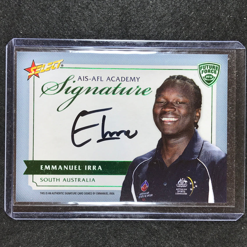 2012 Select AFL Future Force EMMANUEL IRRA Academy Signature Green 50/150
