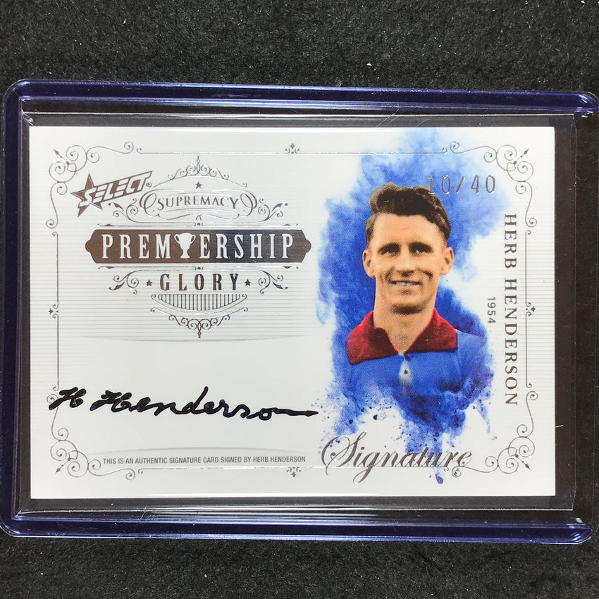 2021 Select AFL Supremacy HERB HENDERSON Premiership Glory Signature 10/40