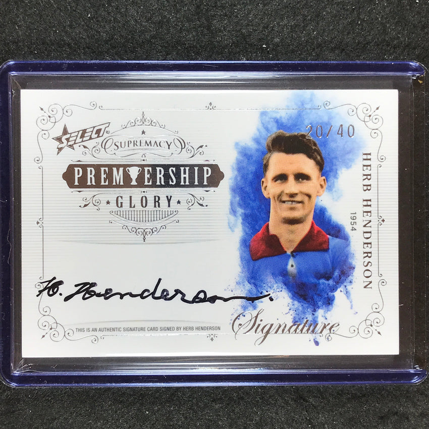 2021 Select AFL Supremacy HERB HENDERSON Premiership Glory Signature 20/40