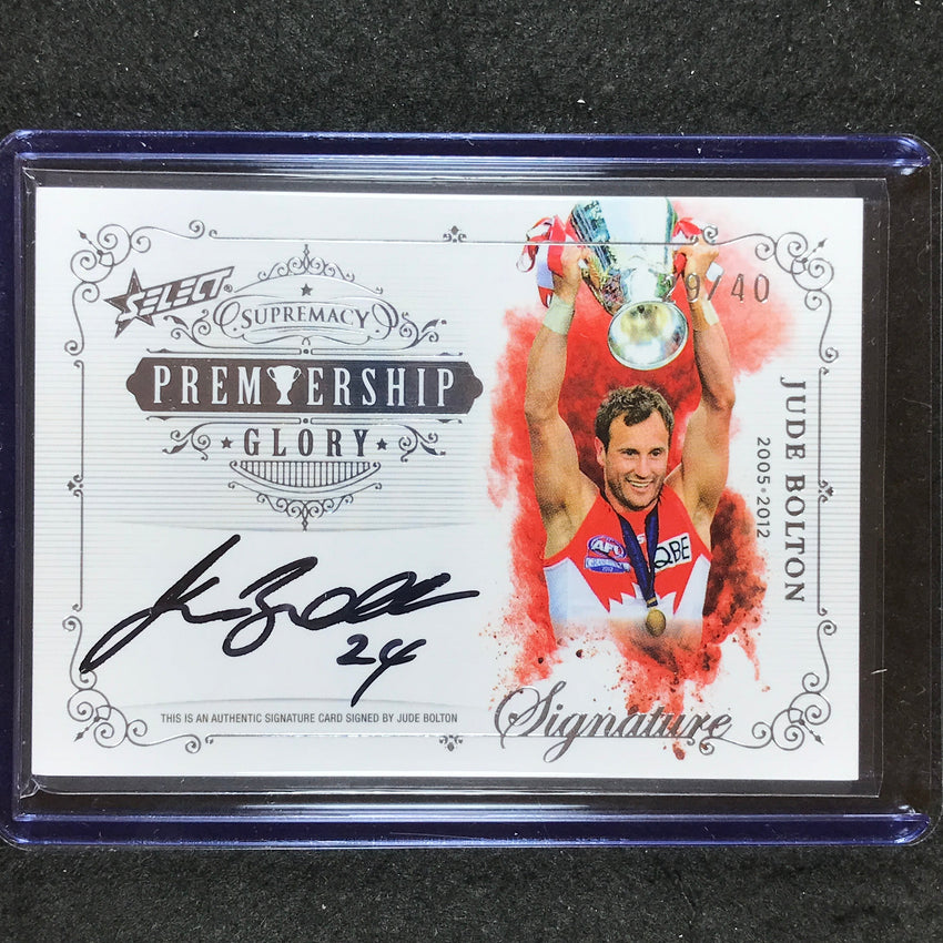 2021 Select AFL Supremacy JUDE BOLTON Premiership Glory Signature 29/40