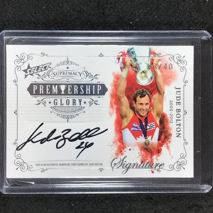2021 Select AFL Supremacy JUDE BOLTON Premiership Glory Signature 33/40