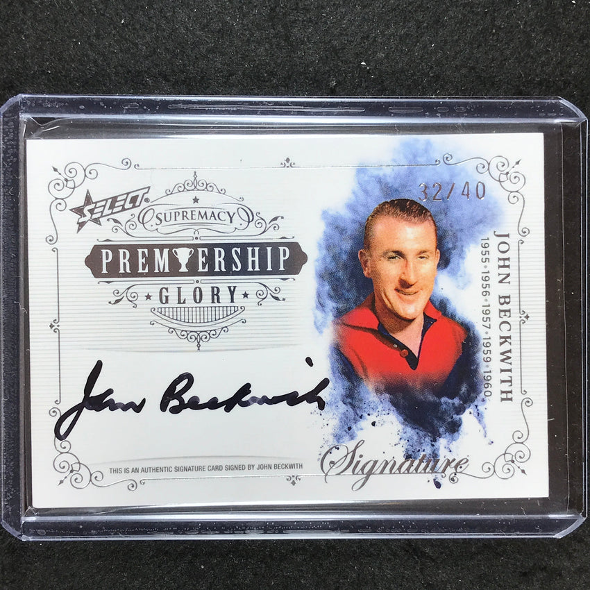 2021 Select AFL Supremacy JOHN BECKWITH Premiership Glory Signature 32/40