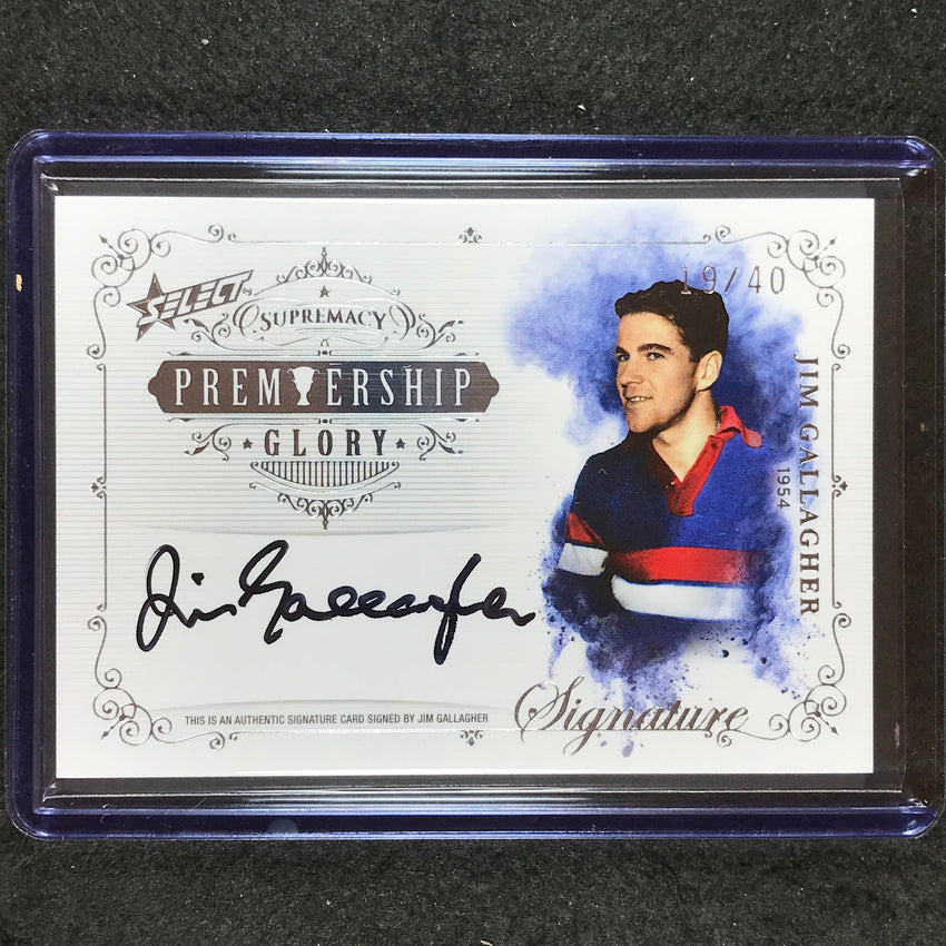 2019 Select AFL Supremacy JIM GALLAGHER Premiership Glory Signature 19/40