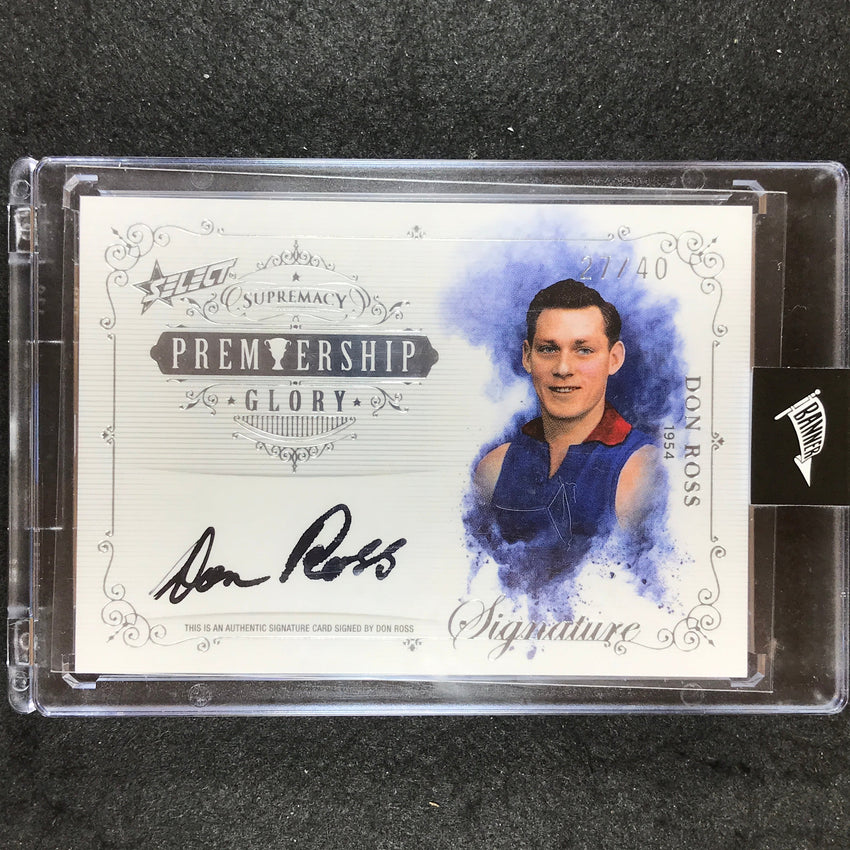 2019 Select AFL Supremacy DON ROSS Premiership Glory Signature 27/40
