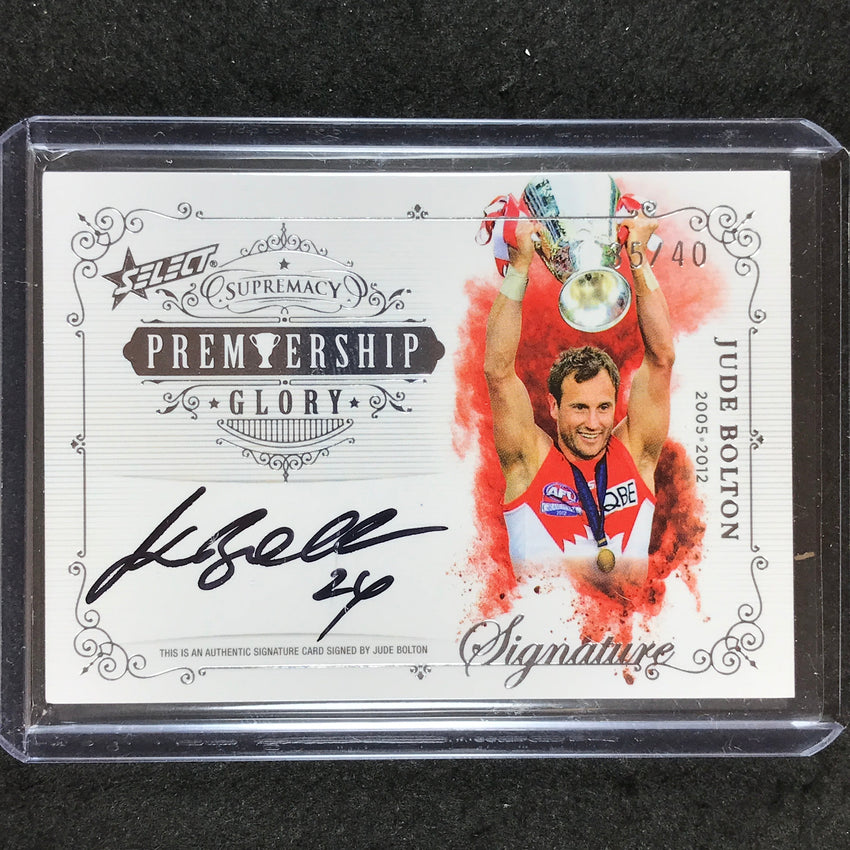 2021 Select AFL Supremacy JUDE BOLTON Premiership Glory Signature 35/40