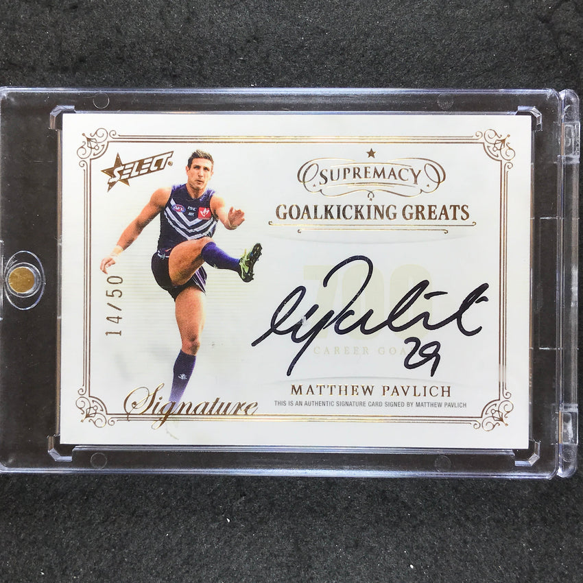 2021 Select AFL Supremacy MATTHEW PAVLICH Goalkicking Greats Signature 14/50