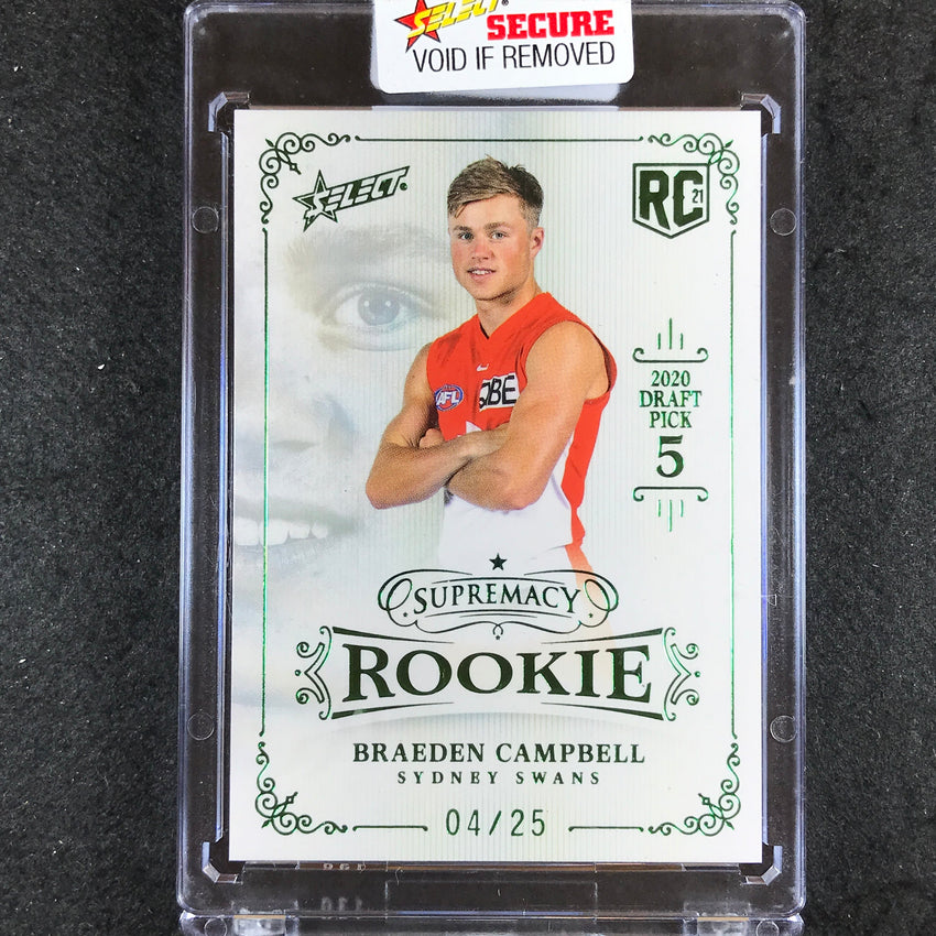 2021 Select AFL Supremacy Rookie BRAEDEN CAMPBELL Platinum Green 04/25