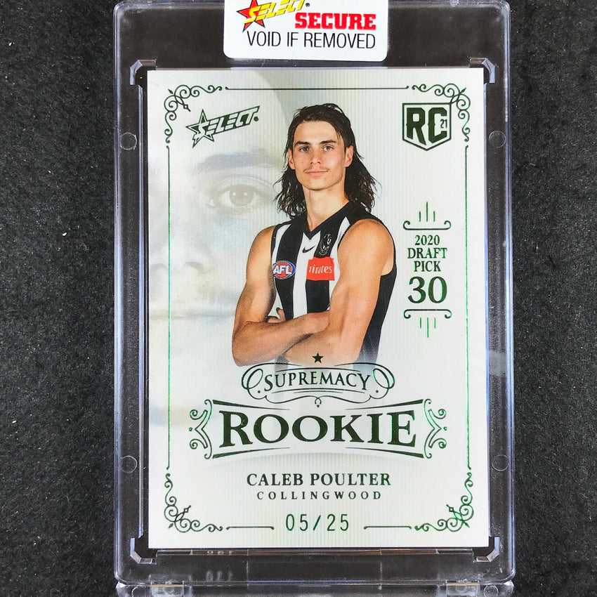 2021 Select AFL Supremacy Rookie CALEB POULTER Platinum Green 05/25