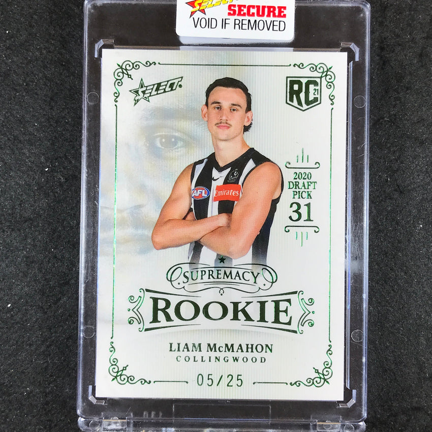 2021 Select AFL Supremacy Rookie LIAM MCMAHON Platinum Green 05/25
