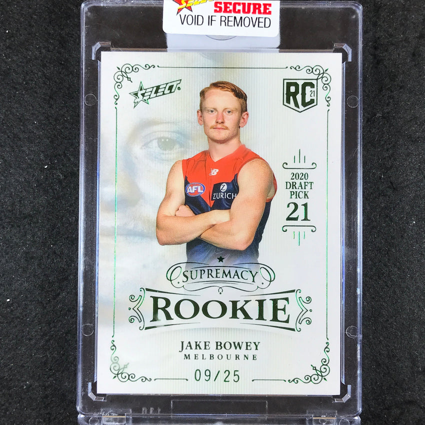 2021 Select AFL Supremacy Rookie JAKE BOWEY Platinum Green 09/25