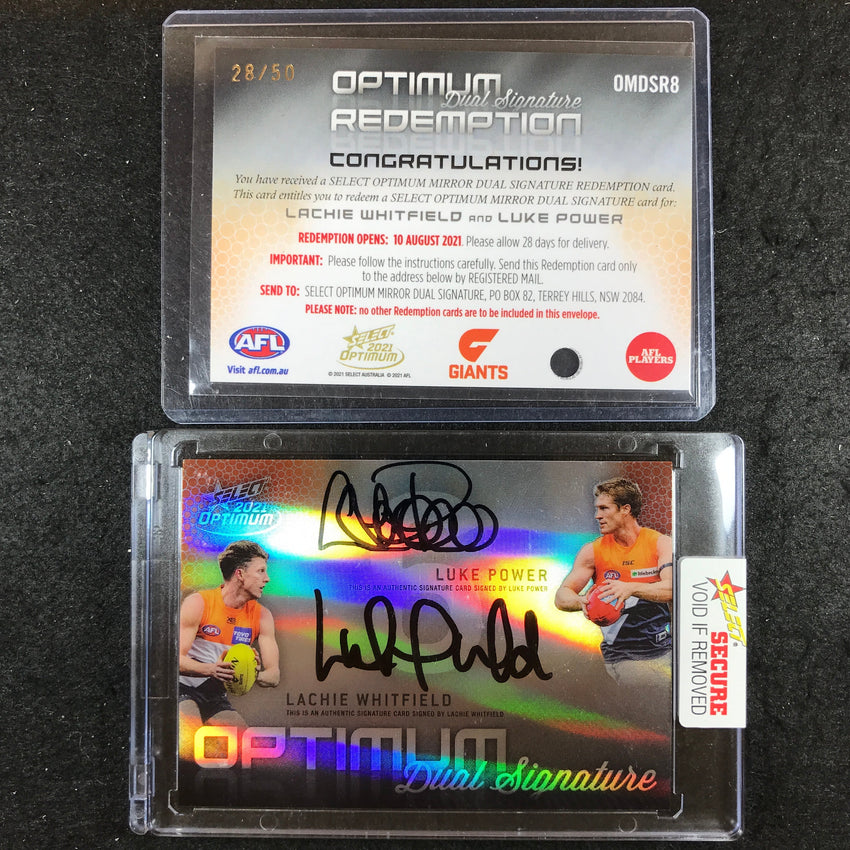2021 Select AFL Optimum LUKE POWER LACHIE WHITFIELD Dual Signature 28/50