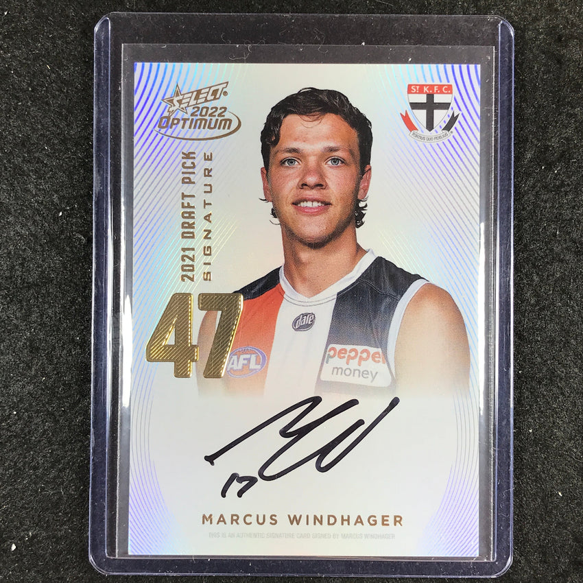 2022 Select AFL Optimum MARCUS WINDHAGER Draft Pick Signature Gold 01/85