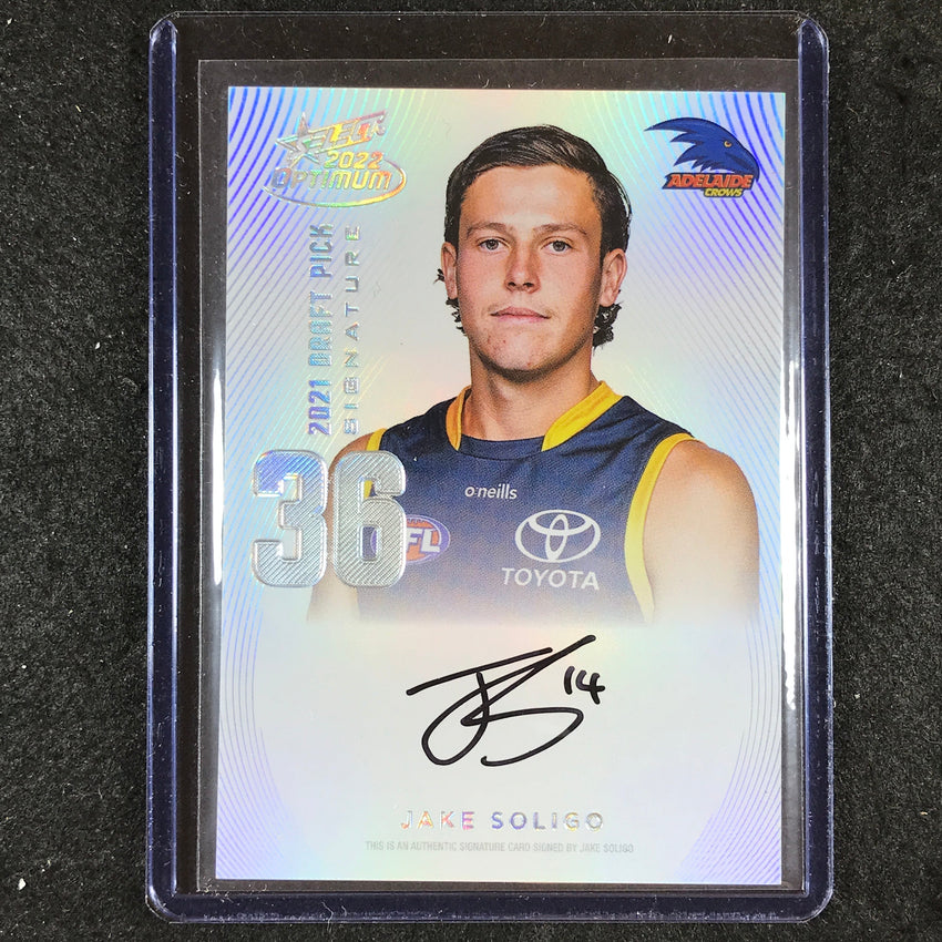 2022 Select AFL Optimum JAKE SOLIGO Draft Pick Signature Platinum 22/40