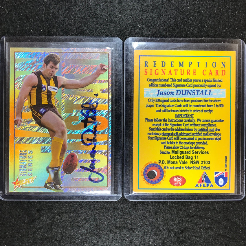 1995 Select AFL Signature Series JASON DUNSTALL Signature 328/500