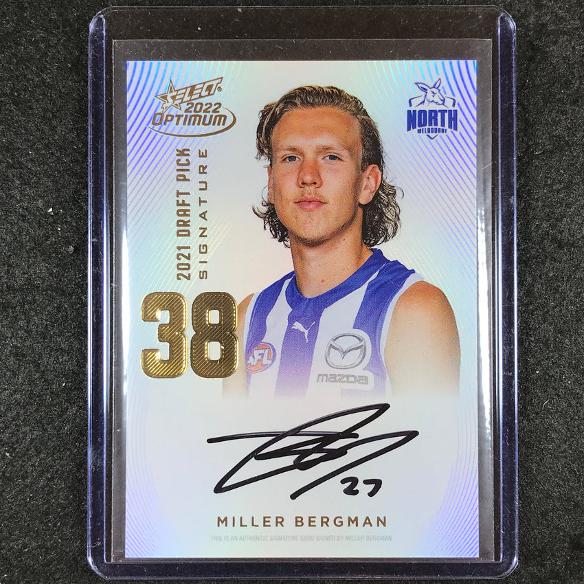 2022 Select AFL Optimum MILLER BERGMAN Draft Pick Signature Gold 72/85