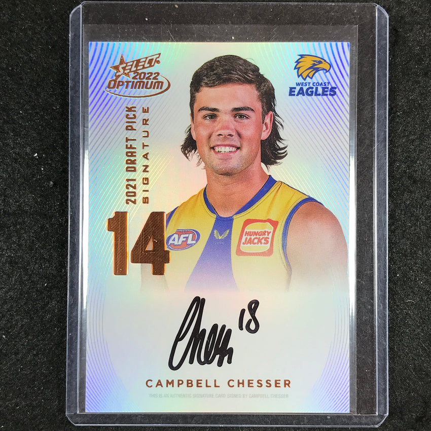 2022 Select AFL Optimum CAMPBELL CHESSER Draft Pick Signature Copper 105/170