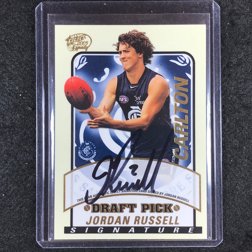 2005 Select AFL Dynasty JORDAN RUSSELL Draft Pick Signature 400/600