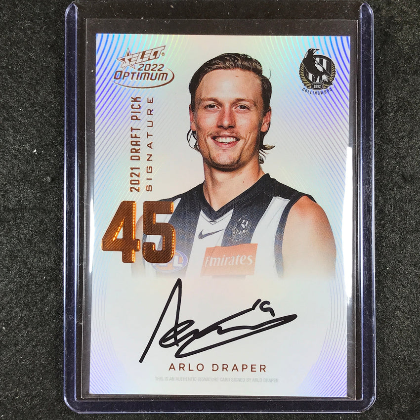 2022 Select AFL Optimum ARLO DRAPER Draft Pick Signature Copper 102/170