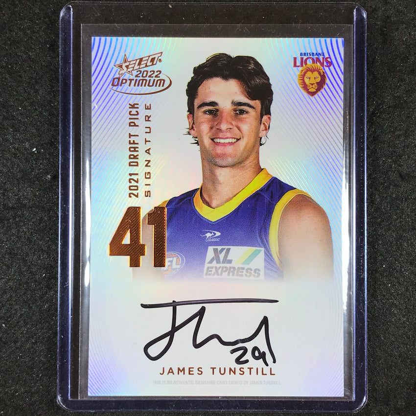 2022 Select AFL Optimum JAMES TUNSTILL Draft Pick Signature Copper 002/170