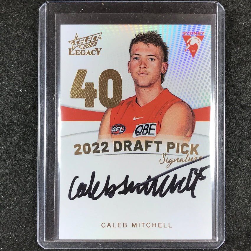 2023 Select AFL Legacy CALEB MITCHELL Draft Pick Signature Gold 07/90
