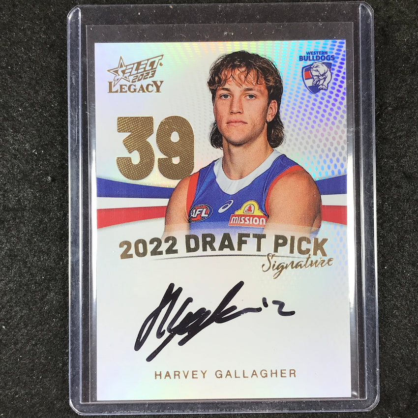 2023 Select AFL Legacy HARVEY GALLAGHER Draft Pick Signature Gold 47/90