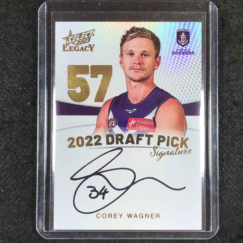 2023 Select AFL Legacy COREY WAGNER Draft Pick Signature Gold 66/90