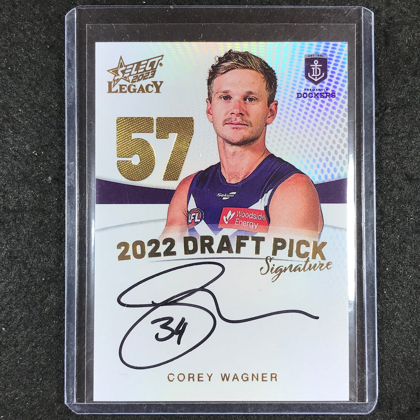 2023 Select AFL Legacy COREY WAGNER Draft Pick Signature Gold 22/90