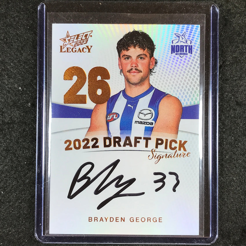 2023 Select AFL Legacy BRAYDEN GEORGE Draft Pick Signature Copper 77/175
