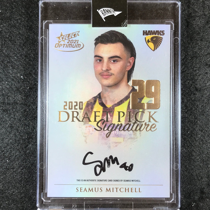 2021 Select AFL Optimum SEAMUS MITCHELL Draft Pick Signature Gold 70/85