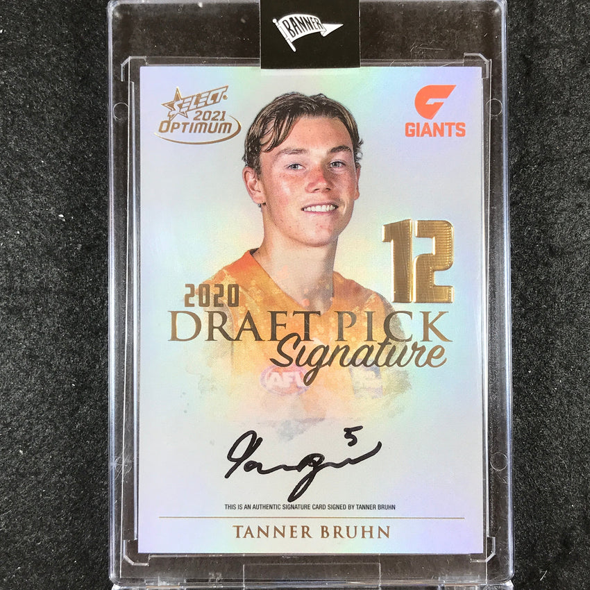 2021 Select AFL Optimum TANNER BRUHN Draft Pick Signature Gold 06/85