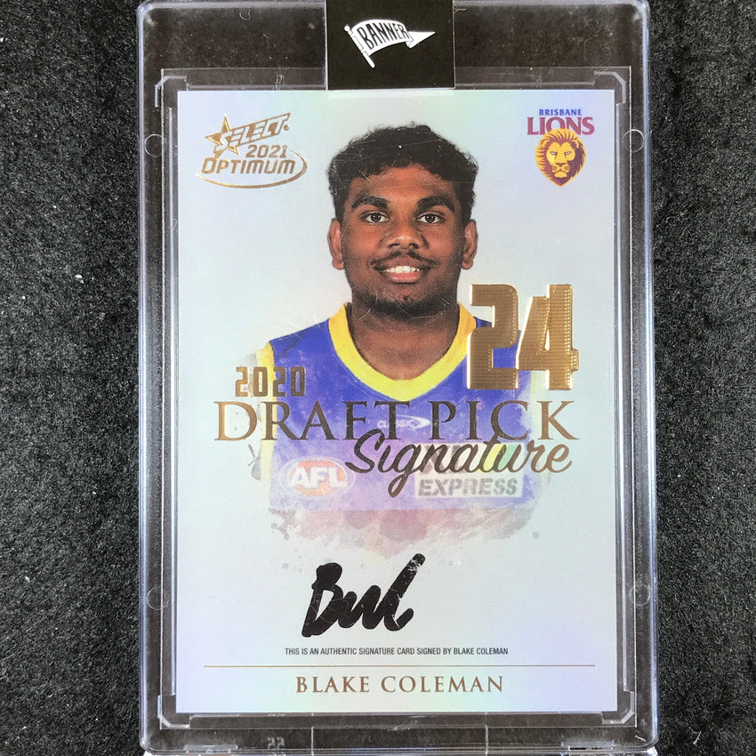2021 Select AFL Optimum BLAKE COLEMAN Draft Pick Signature Gold 53/85
