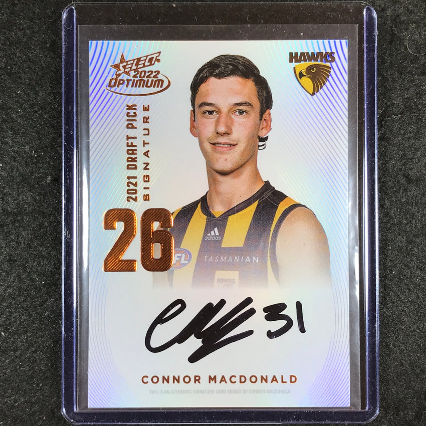 2022 Select AFL Optimum CONNOR MACDONALD Draft Pick Signature Copper 56/170