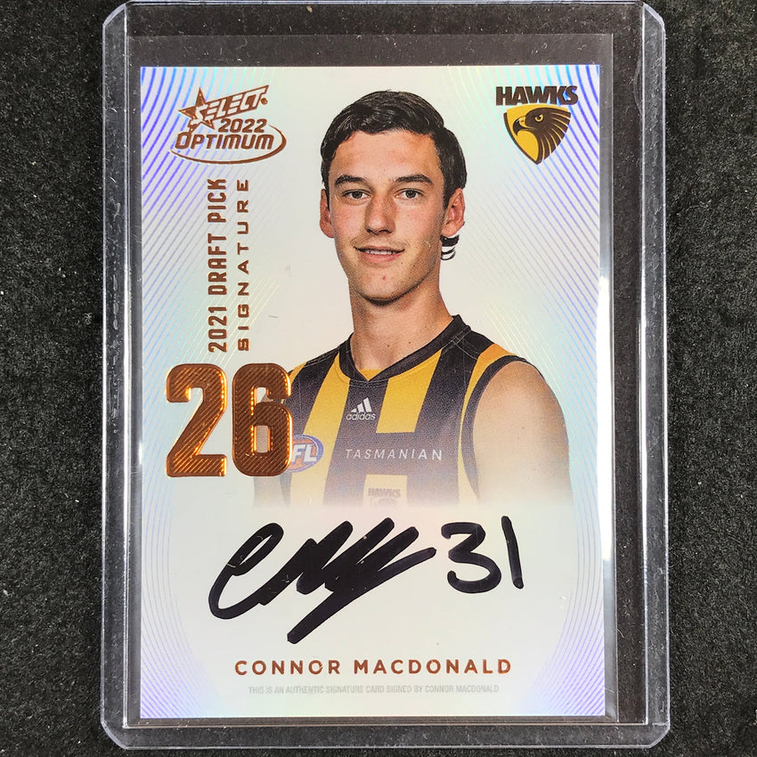 2022 Select AFL Optimum CONNOR MACDONALD Draft Pick Signature Copper 150/170
