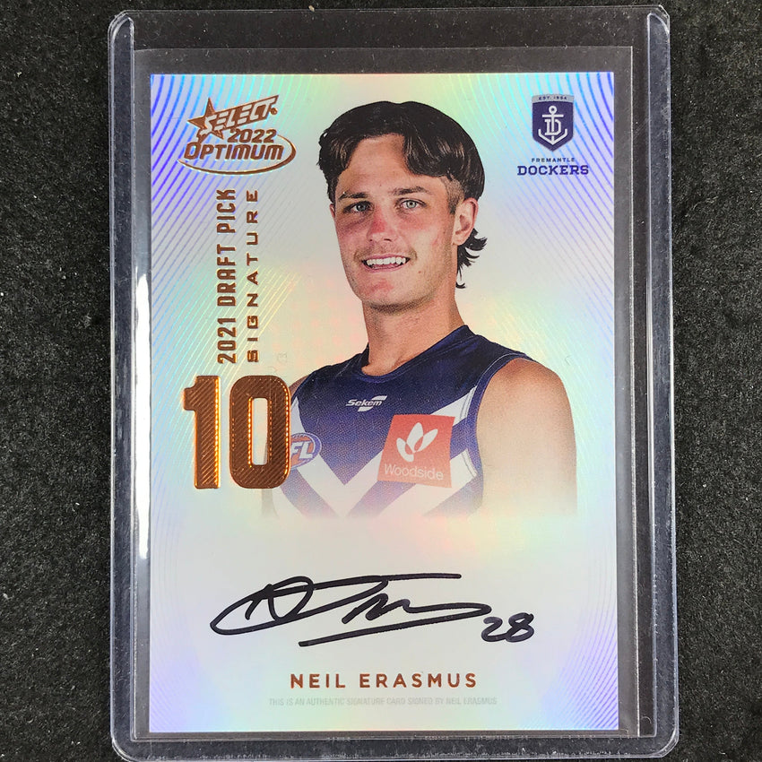 2022 Select AFL Optimum NEIL ERASMUS Draft Pick Signature Copper 003/170