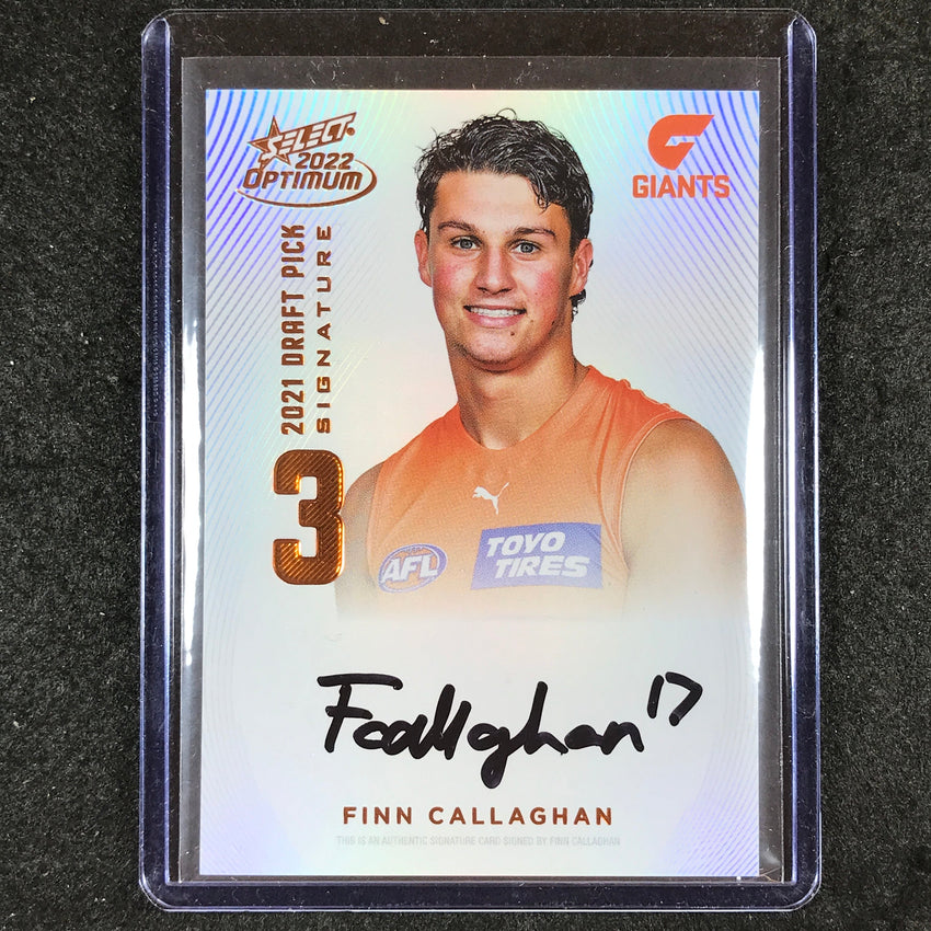 2022 Select AFL Optimum FINN CALLAGHAN Draft Pick Signature Copper 121/170