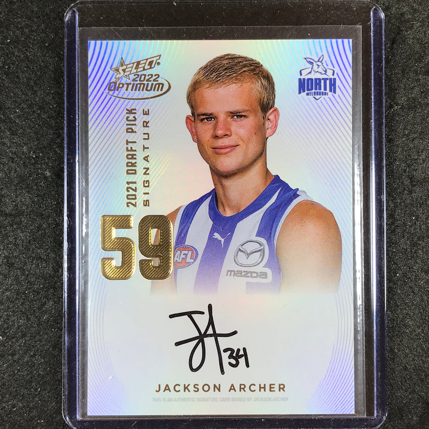 2022 Select AFL Optimum JACKSON ARCHER Draft Pick Signature Gold 60/85