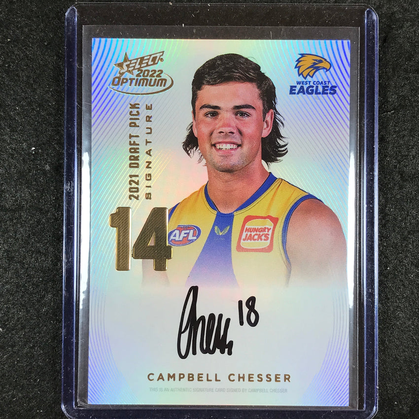 2022 Select AFL Optimum CAMPBELL CHESSER Draft Pick Signature Gold 10/85