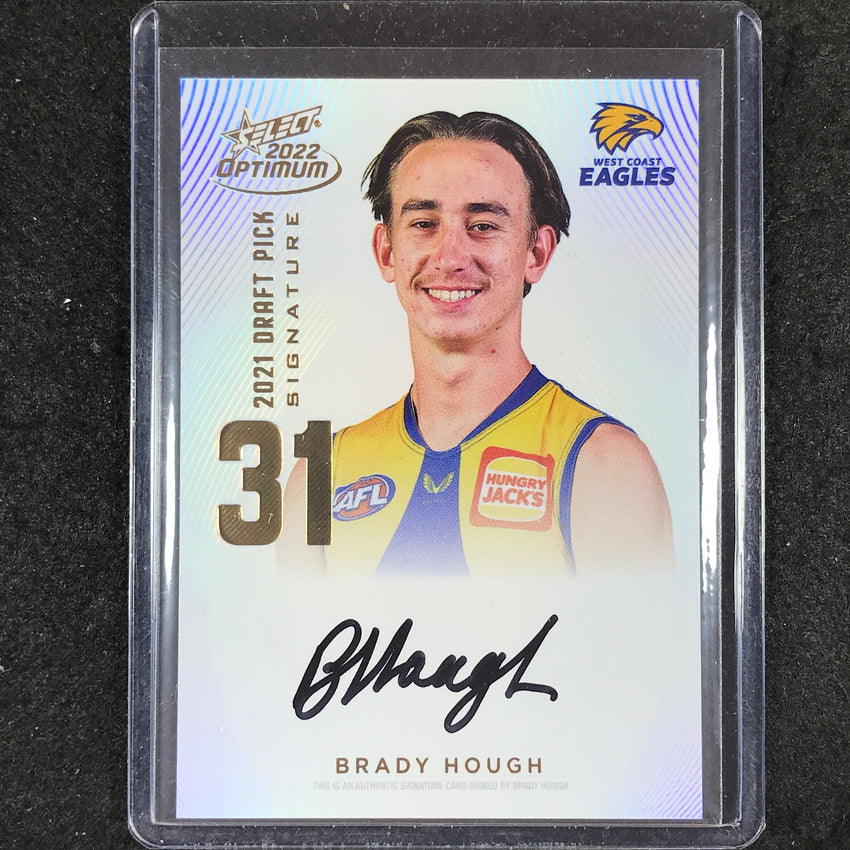 2022 Select AFL Optimum BRADY HOUGH Draft Pick Signature Gold 39/85