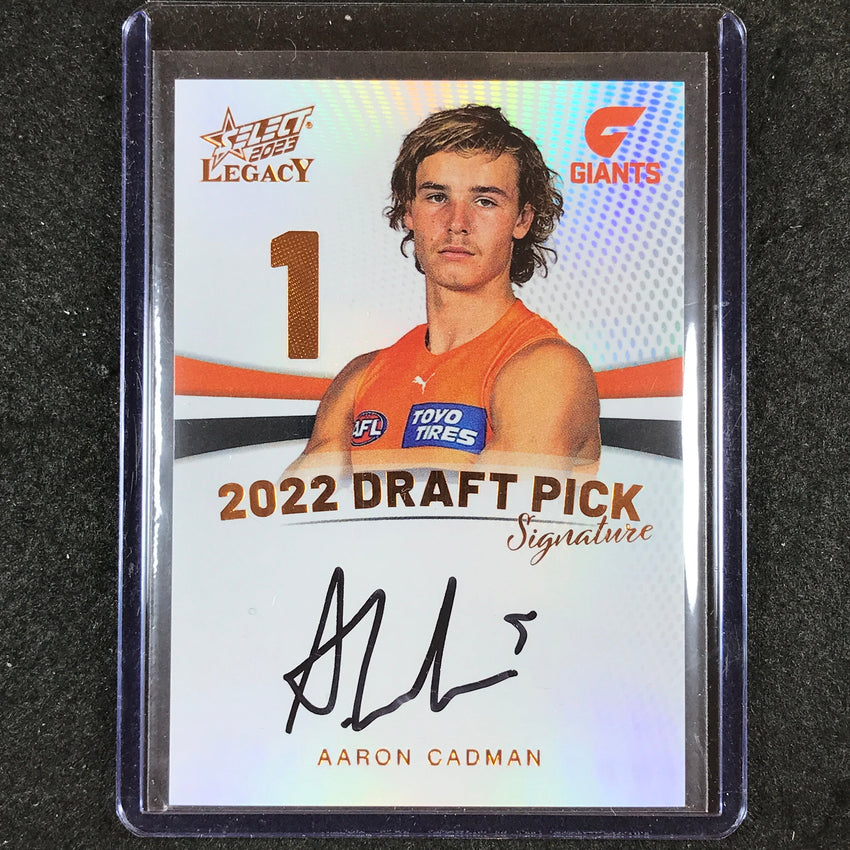 2023 Select AFL Legacy AARON CADMAN Draft Pick Signature Copper 111/175